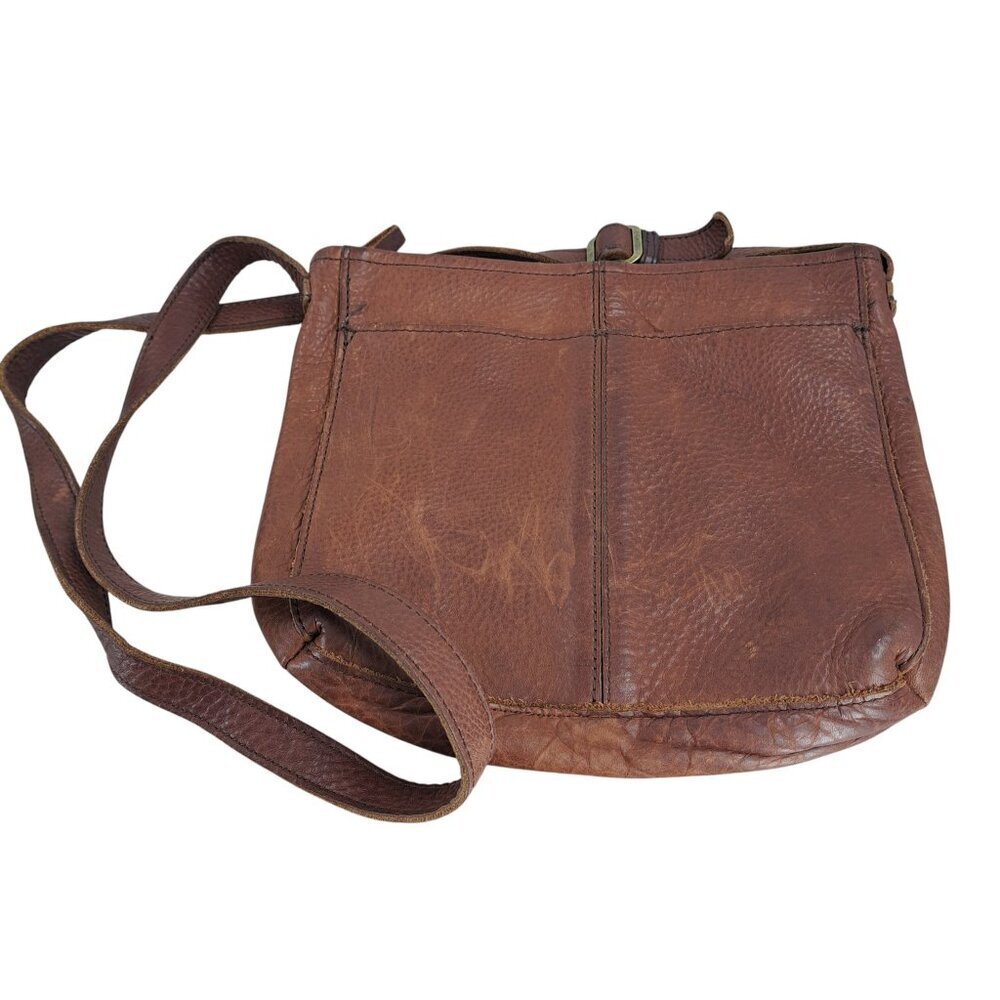 Duluth Trading Company Brown Leather Purse Shoulder  Crossbody Pebble Distressed